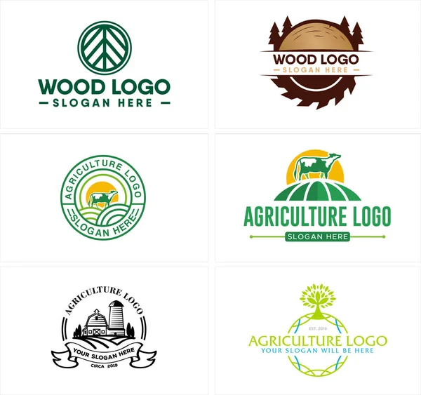 Agriculture lands field farmhouse livestock logo design — Stock Vector