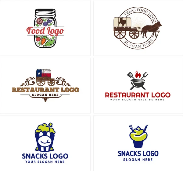 Un conjunto de alimentos vegetales snack restaurante logo diseño — Vector de stock