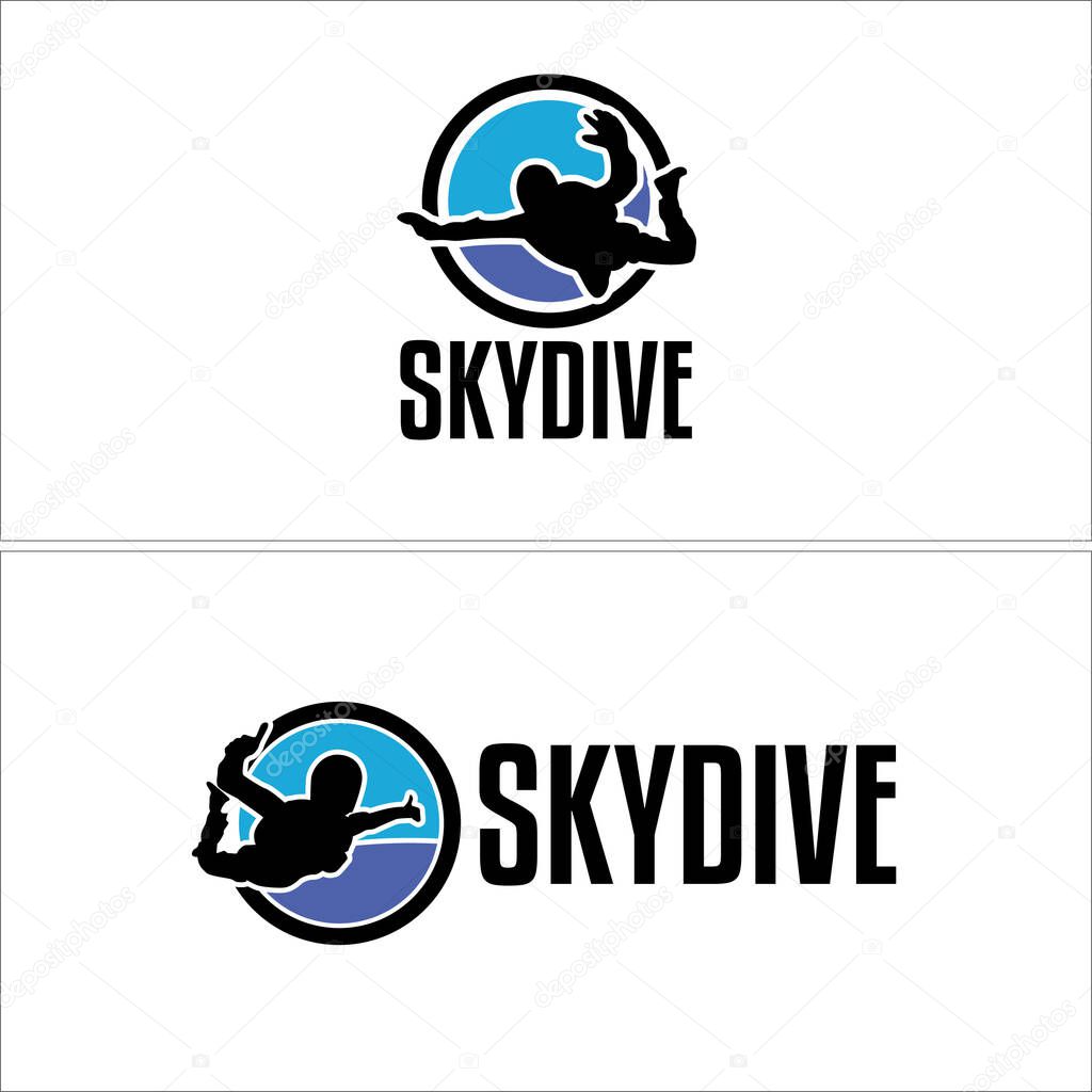 A set of Skydive logo design vector illustration suitable for sport adrenaline air sports competition game recreation