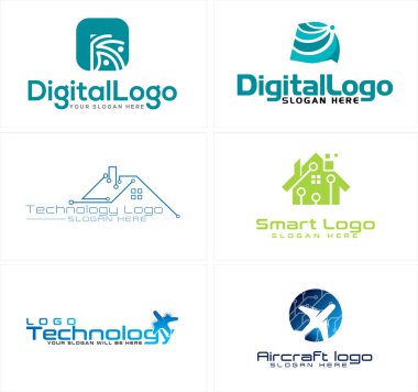 Teknolojik dijital logo dizaynı.