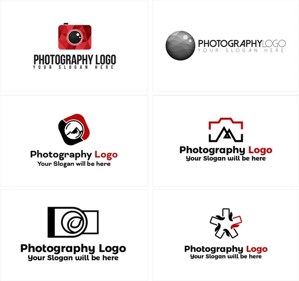 Eine Reihe von Kamera Fotografie Logo-Design — Stockvektor