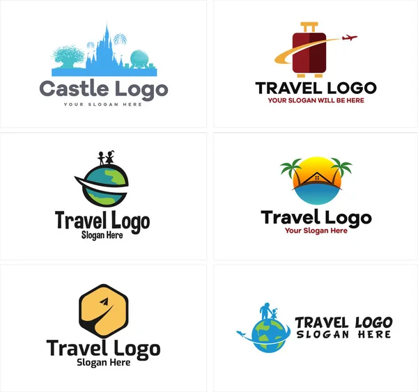 Zestaw logo podróży wakacje projekt — Wektor stockowy