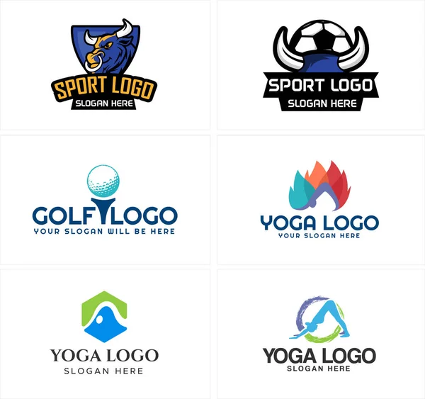 Golf yoga sport club logo design — Stock Vector