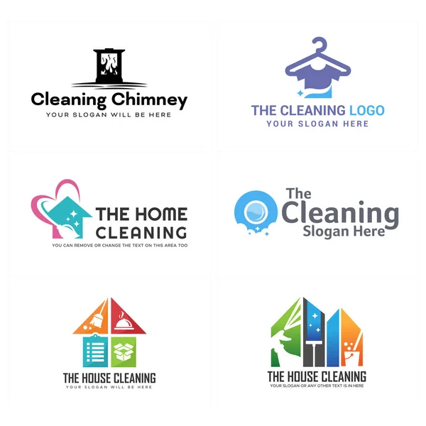 Cleaning service maintenance home logo design — Stock Vector