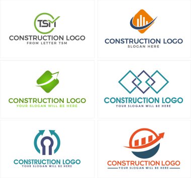 Bir set inşaat pazarlama logosu tasarımı