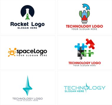 Teknoloji roketi ampul tüpü kimya logosu tasarımı