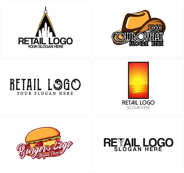 Restaurante de varejo vendendo design de logotipo de comida — Vetor de Stock