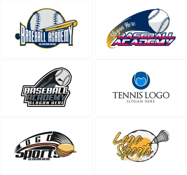 Set badge baseball tennis et crosse logo sport design — Image vectorielle