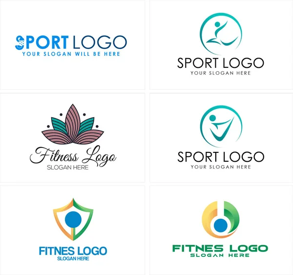 Physical fitness sport logo design — Stock Vector