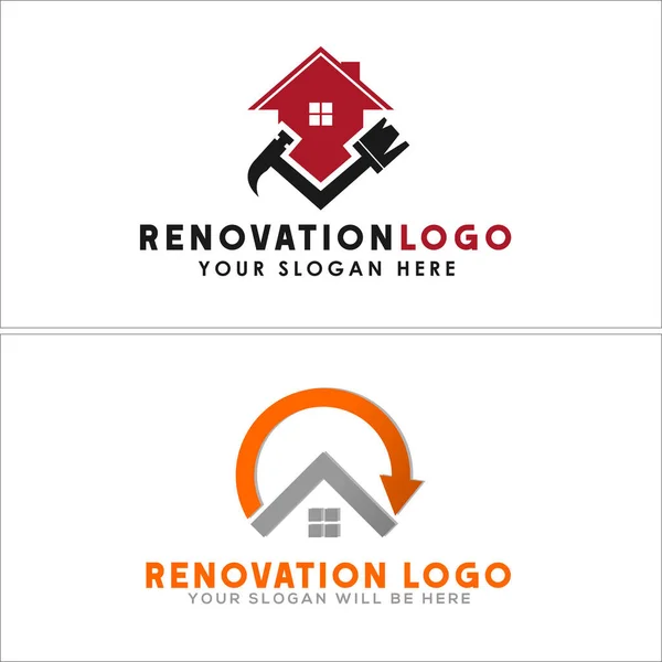 Rénovation maison bricoleur logo design — Image vectorielle