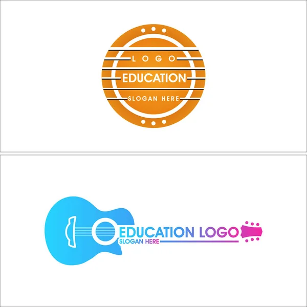 Éducation école formation guitare logo design — Image vectorielle