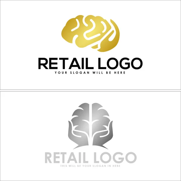 Diseño del logo del cuidado mental del cerebro — Vector de stock
