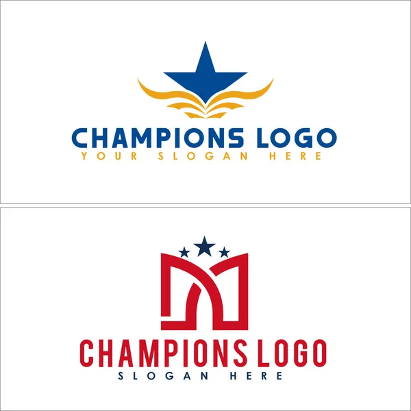 Projeto do logotipo do ícone dos campeões do esporte — Vetor de Stock