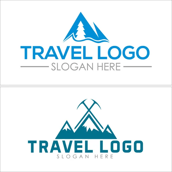 Resor skidåkning berg rekreation logo design — Stock vektor