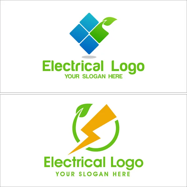 Electrical lightning eco friendly logo design — Stock Vector