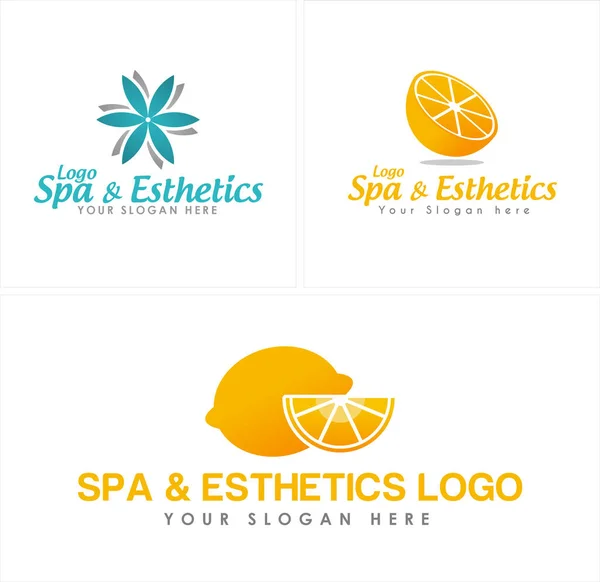 Diseño de logotipo naranja flor orgánica Spa — Archivo Imágenes Vectoriales