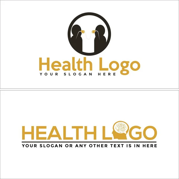 Cuidados de saúde pessoas cérebro logotipo design — Vetor de Stock