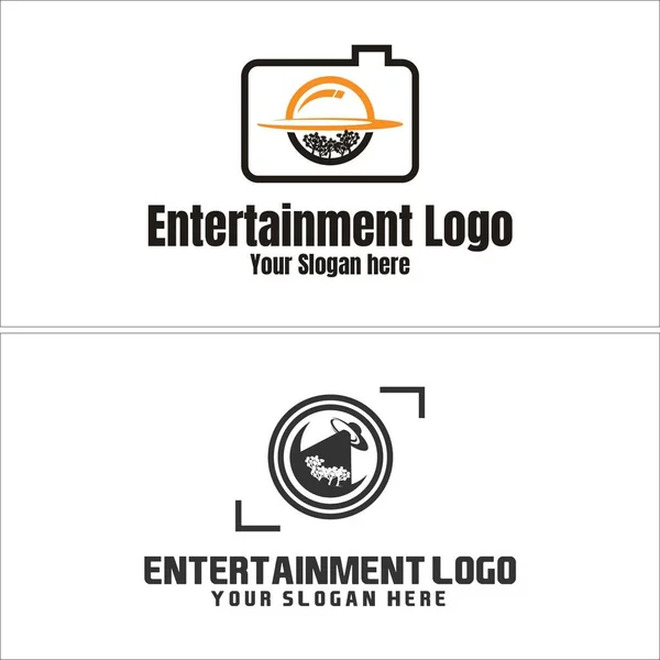 Entertainment camera photography logo design — Stock Vector