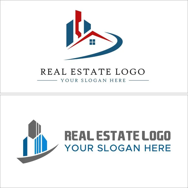 Inmobiliaria edificio hipotecario agente de diseño de logotipo — Vector de stock