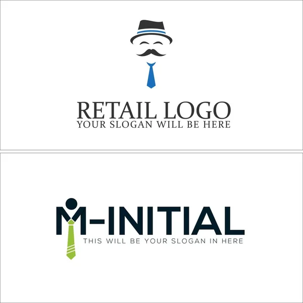 Retail apparel sales man tie logo design — Stock Vector