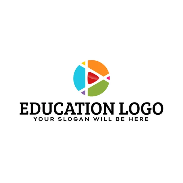 Modern education play button σχεδιασμός λογότυπο — Διανυσματικό Αρχείο