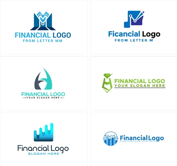 Conjunto de design de logotipo gráfico financeiro de negócios modernos —  Vetores de Stock