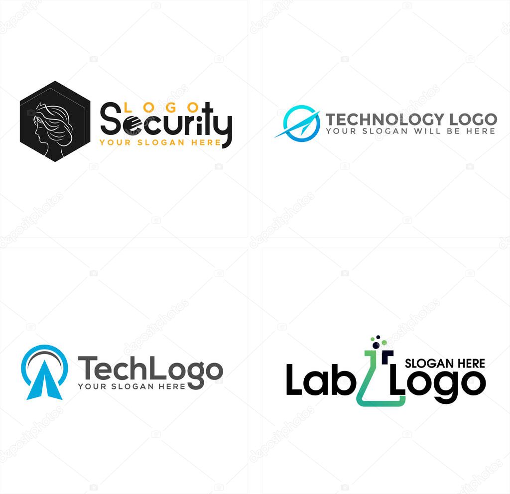 Modern technology paper plane lab chemistry logo design vector illustration suitable for business app web internet science
