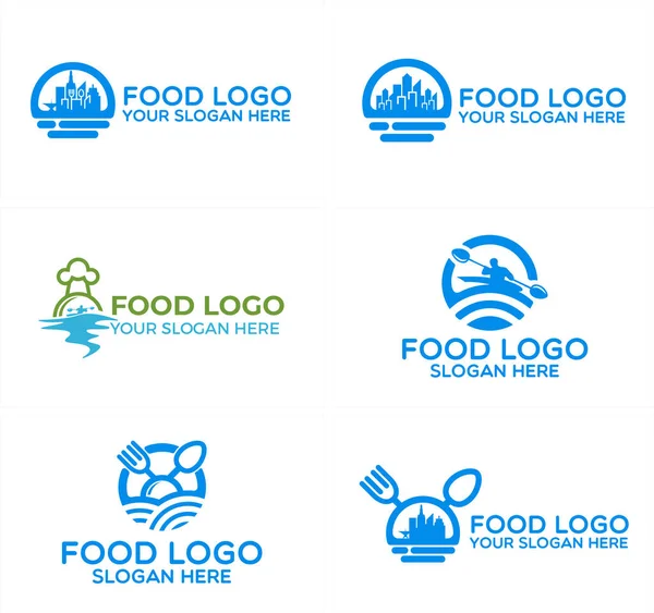 A set of food chef restaurant logo design — Stock Vector