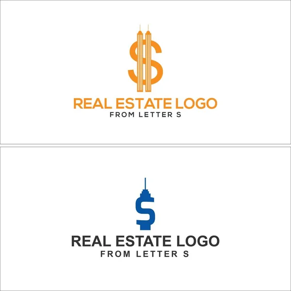 Letra inicial S inmueble diseño del logotipo inmobiliario — Vector de stock