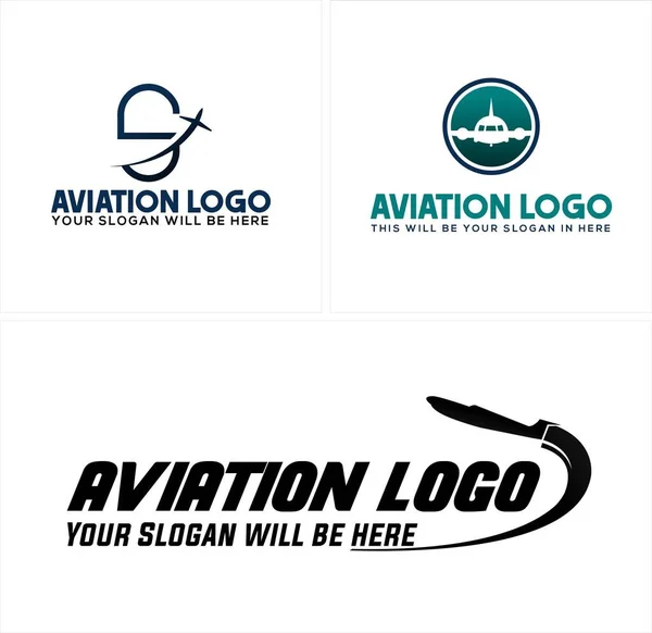 Aviación avión icono logo diseño — Vector de stock