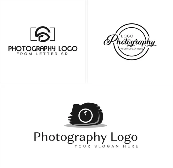 Fotografia moderna vetor logotipo câmera —  Vetores de Stock