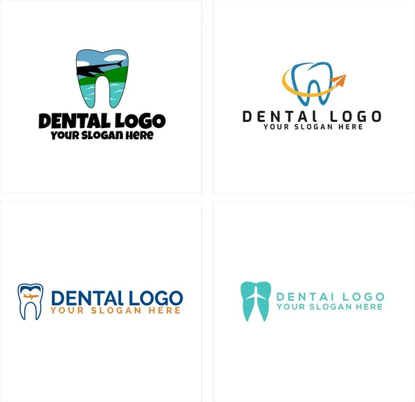 Pediatric dentistry tooth plane logo design — Stock Vector