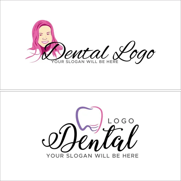 Dental clinic female logo design — Stock Vector