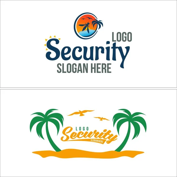 Playa vacaciones seguridad logo diseño — Vector de stock