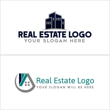 Modern emlak binası daire simgesi logosu tasarımı