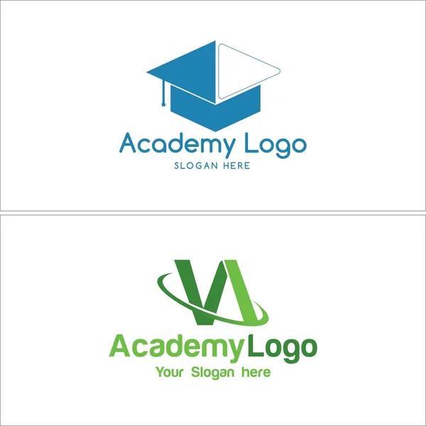 Educação academia graduação logotipo design —  Vetores de Stock