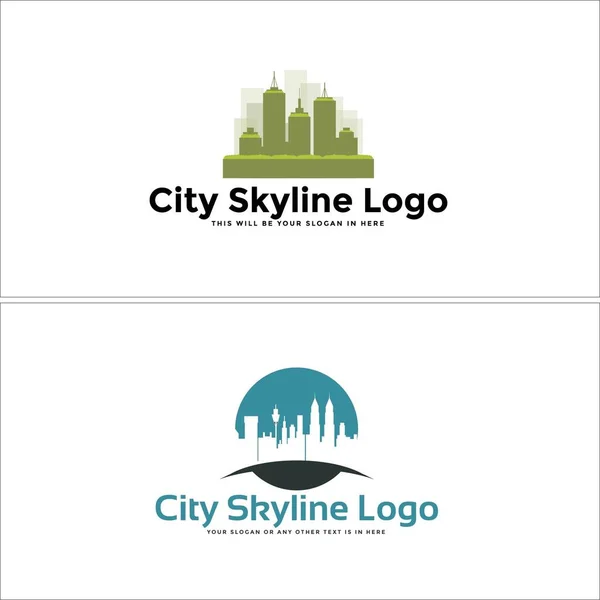 Conception moderne de logo de bâtiment de skyline de ville — Image vectorielle