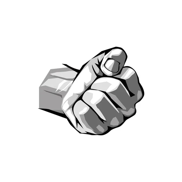 人的手紧握着拳头 象征着力量与反对 保护与防卫的斗争 手肘和手指头冲啊 用力的手势身体的一部分 现代黑白矢量 — 图库矢量图片