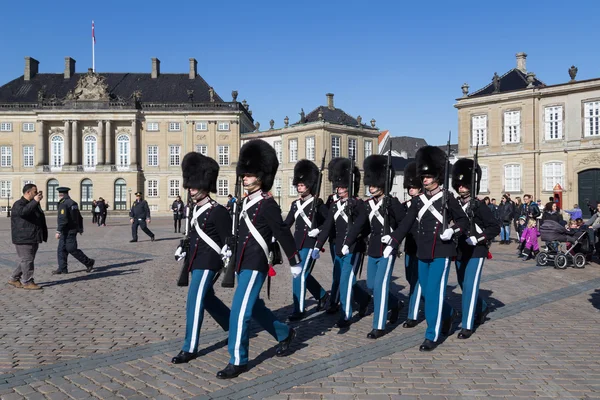 Kraliyet muhafızları Amalienborg Sarayı Kopenhag, Danimarka