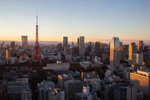 De skyline van Tokyo tijdens zonsondergang — Stockfoto