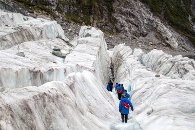 Franz Josef Buzulu 'nda yürüyüş yapan turistler, Yeni Zelanda