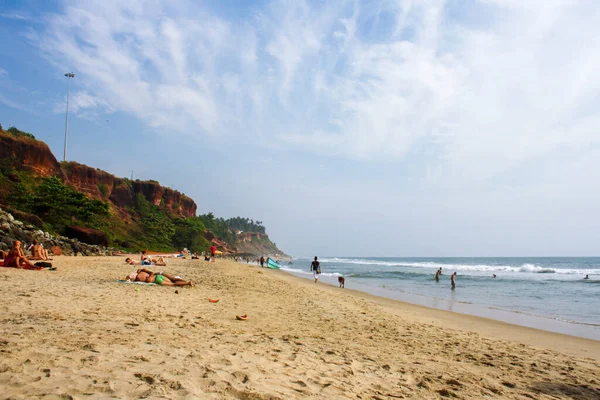 Praia de areia em Varkala, Índia — Fotografia de Stock