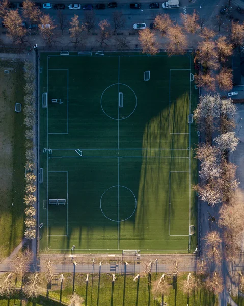 Drone View of Soccer Fields w Norrebro, Kopenhaga — Zdjęcie stockowe