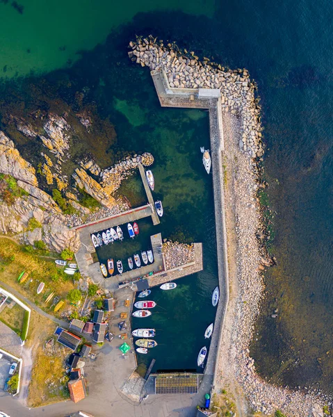 Danimarka, Bornholm 'deki Sandvig Limanı Drone View