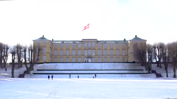 Kopenhag Frederiksberg Bahçelerinde kış — Stok video