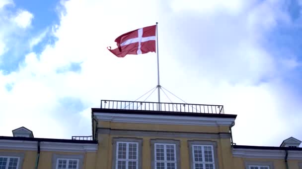 Флаг Дании на Фредериксбергском дворце — стоковое видео