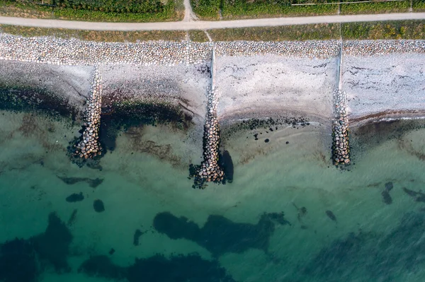Luchtfoto van de kustlijn in Noord-Zeeland, Denemarken — Stockfoto