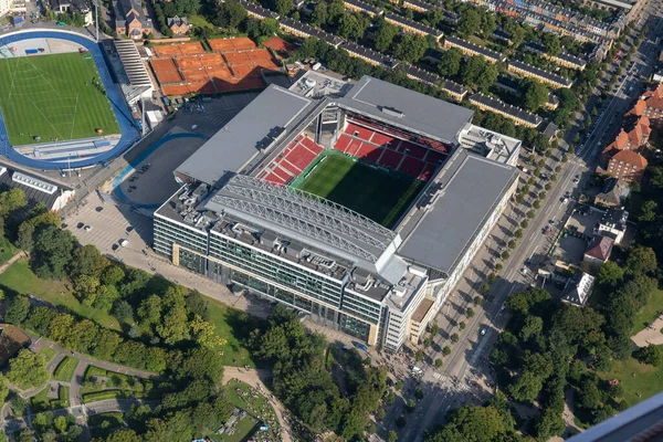 Widok z powietrza na stadion Parken w Kopenhadze, Dania — Zdjęcie stockowe