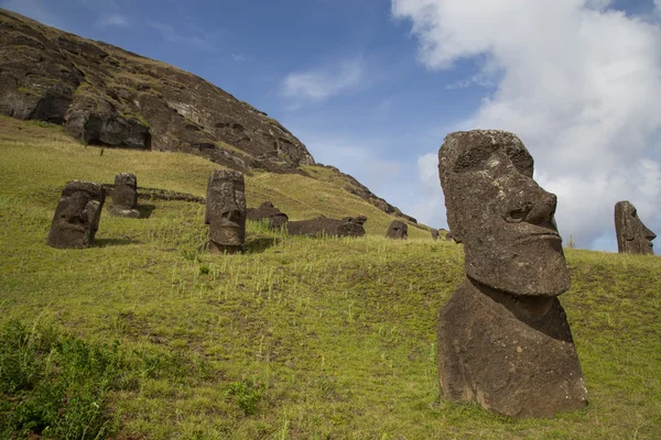 Rano Raraku stone quarry on Easter Island Stock Photo