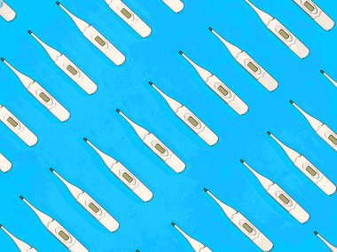 Mavi arkaplanda dijital termometre deseni